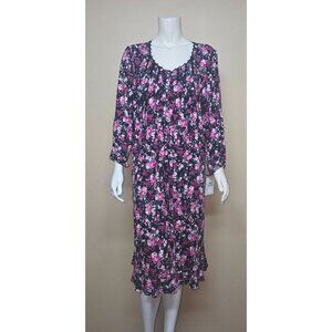 Eileen West Black Floral Tencel Nightgown Long Sleeve Women Size 1X NEW E6520130